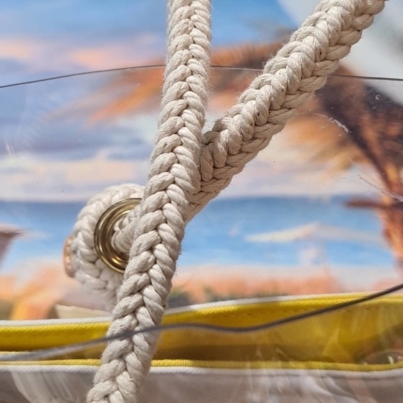 J. McLaughlin Harper Handbag Yellow White Striped Tote Bag NWT - Picture 9 of 9